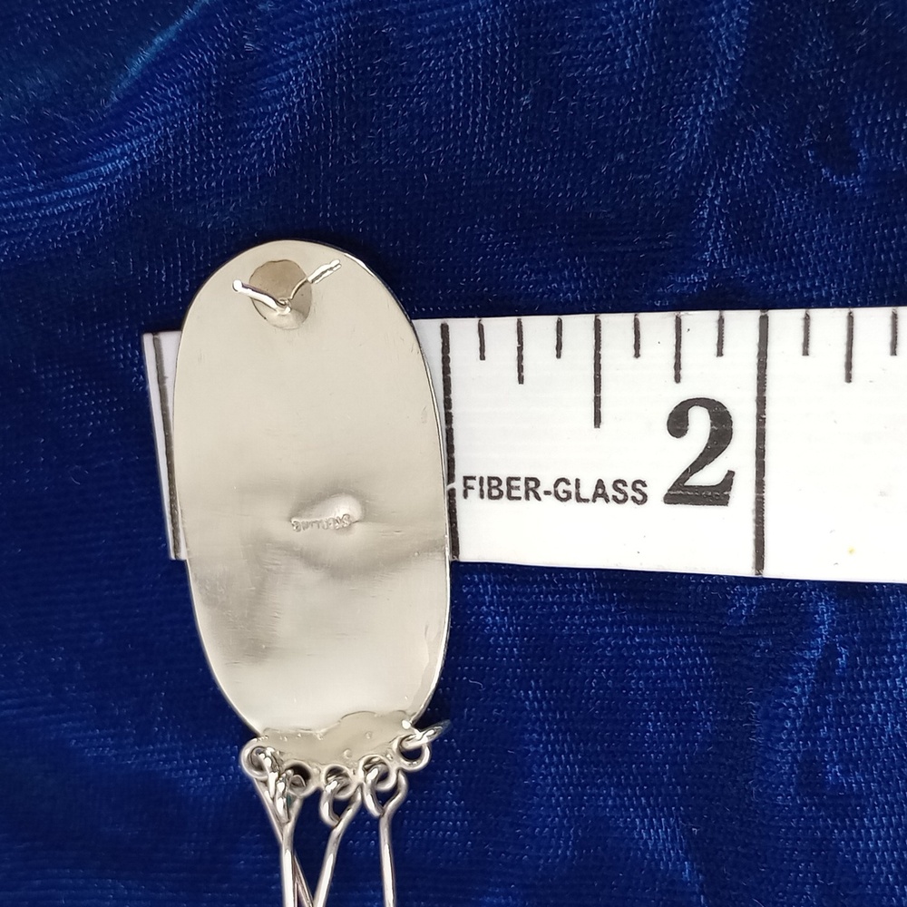 Vintage Native American Multi Stone On Sterling Silver Dangle Earrings Post - Picture 13 of 16